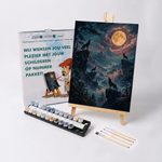 Malen nach Zahlen Heulen unter dem Vollmond mit Farben und Pinseln