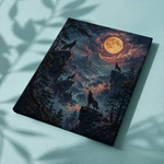 Fertige Leinwand Heulen unter dem Vollmond auf Stoff