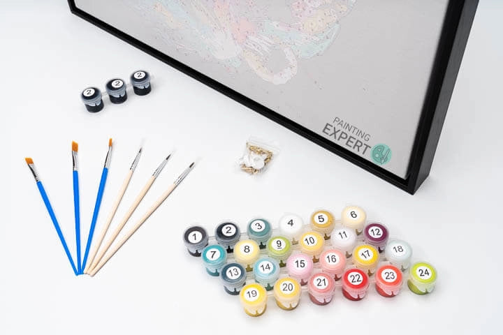 Malen-nach-Zahlen-Set mit Farben und Pinseln