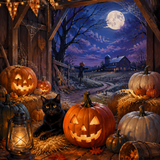 Malen nach Zahlen Kürbischaos in der Scheune – Halloween-Motiv