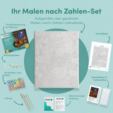 Inhalt des Malen-nach-Zahlen-Sets Kürbischaos in der Scheune