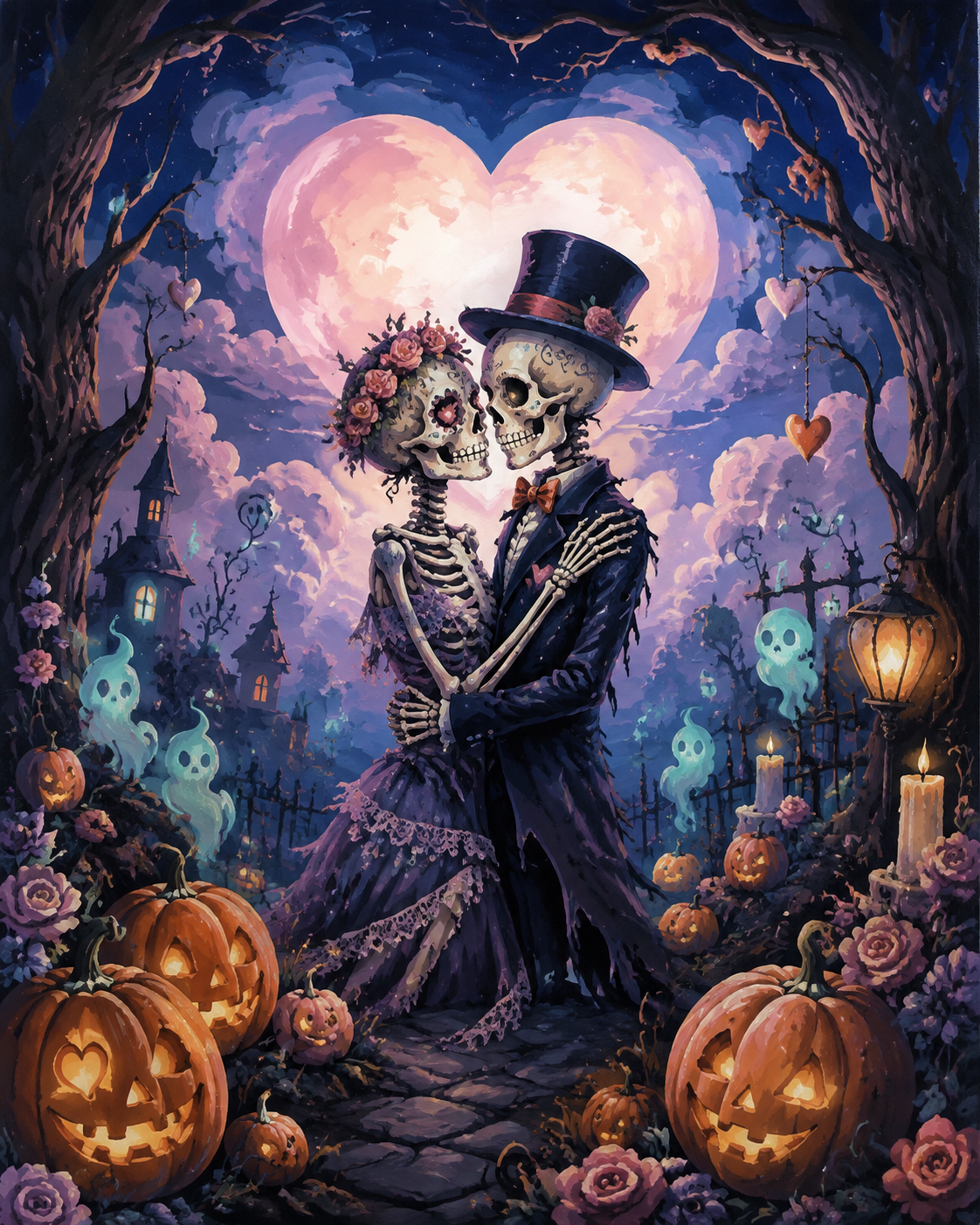 Malen nach Zahlen Liebe bis auf die Knochen – Halloween-Motiv