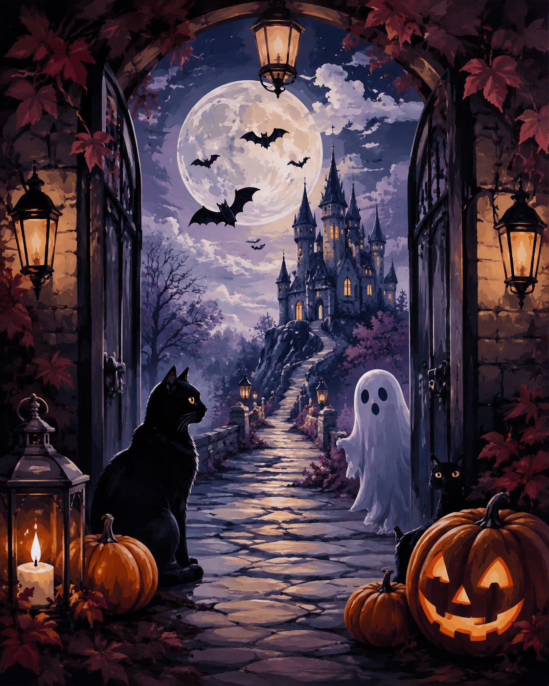 Malen nach Zahlen Mondfest der Schatten – Halloween-Motiv