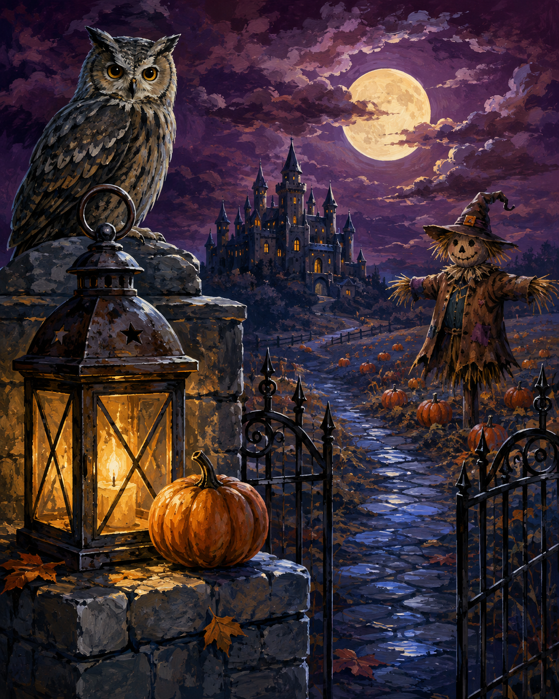 Malen nach Zahlen Nachtwache am Burgtor – Halloween-Motiv