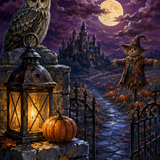 Malen nach Zahlen Nachtwache am Burgtor – Halloween-Motiv