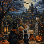 Malen nach Zahlen Pfoten in der Geisternacht – Halloween-Motiv