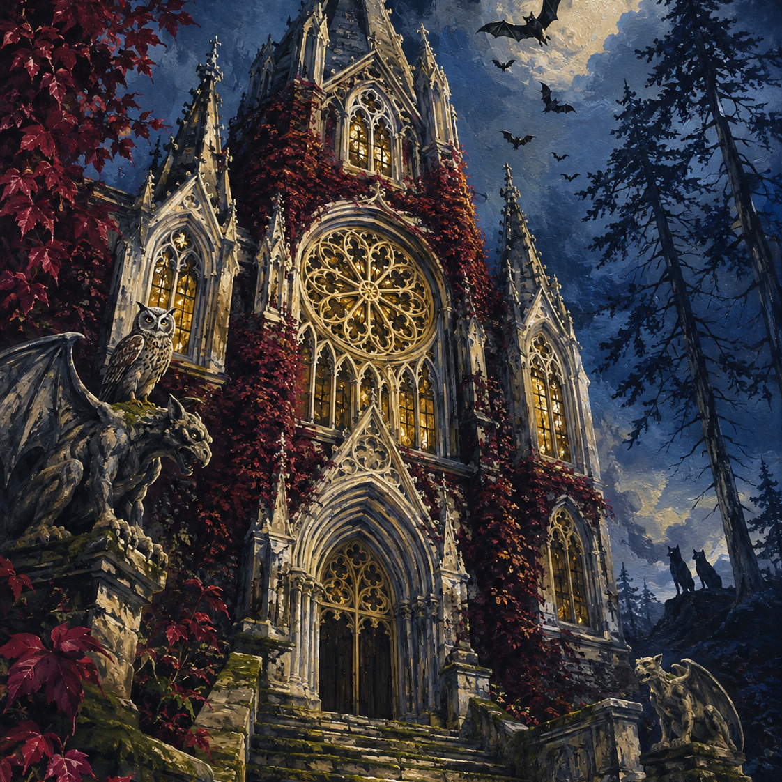 Malen nach Zahlen Schatten der gotischen Kirche – Halloween-Motiv