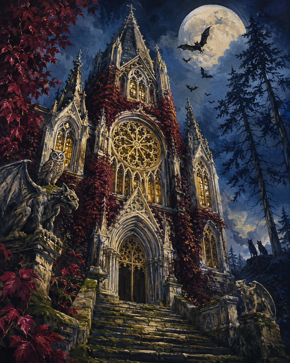 Malen nach Zahlen Schatten der gotischen Kirche – Halloween-Motiv