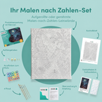 Inhalt des Malen-nach-Zahlen-Sets Schatten von Katze, Rabe und Wolf