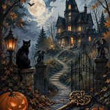 Malen nach Zahlen Schlüssel zum Geisterhaus – Halloween-Motiv