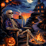 Malen nach Zahlen Skelett mit Sonnenbrille – Halloween-Motiv