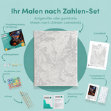Inhalt des Malen-nach-Zahlen-Sets Skelett mit Sonnenbrille