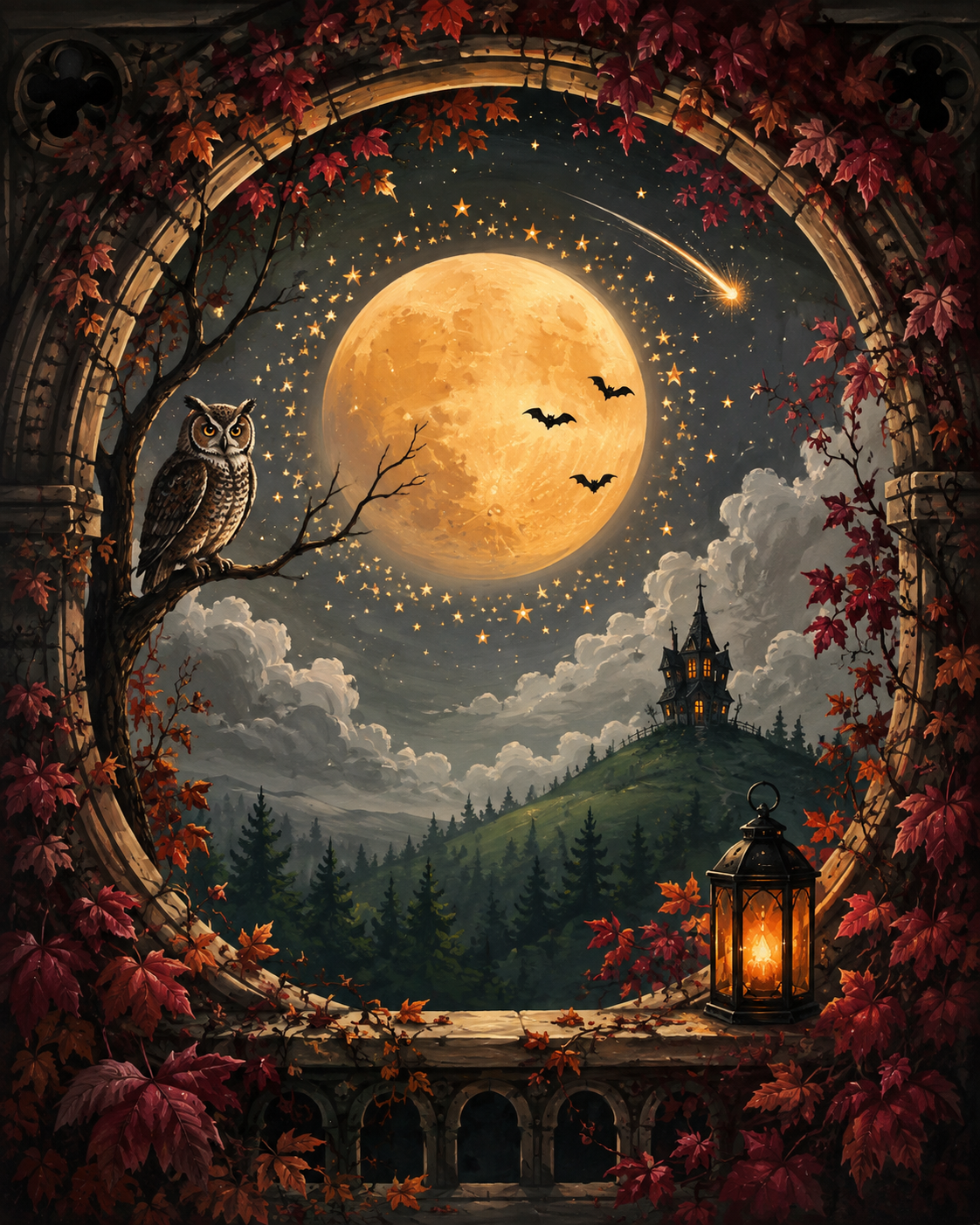 Malen nach Zahlen Sterne über Allerseelen – Halloween-Motiv