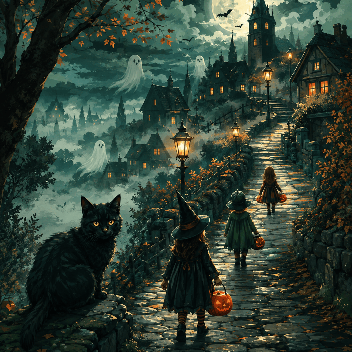 Malen nach Zahlen Süße Beute in der Geisternacht – Halloween-Motiv