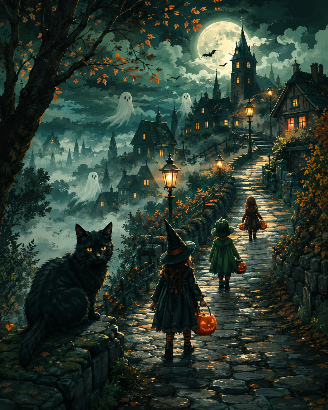 Malen nach Zahlen Süße Beute in der Geisternacht – Halloween-Motiv