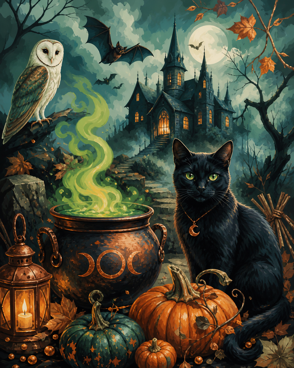 Malen nach Zahlen Symbole der Geisternacht – Halloween-Motiv