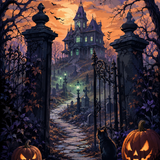 Malen nach Zahlen Wahnsinn hinter dem Friedhofstor – Halloween-Motiv