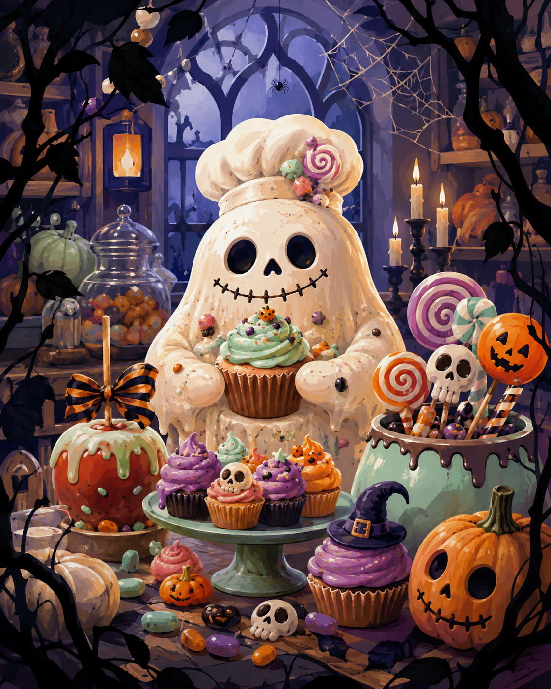 Malen nach Zahlen Zuckerspuk aus der Backstube – Halloween-Motiv