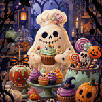 Malen nach Zahlen Zuckerspuk aus der Backstube – Halloween-Motiv