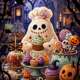 Malen nach Zahlen Zuckerspuk aus der Backstube – Halloween-Motiv