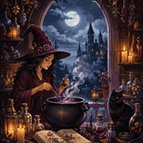 Malen nach Zahlen Zutaten für den Hexenkessel – Halloween-Motiv