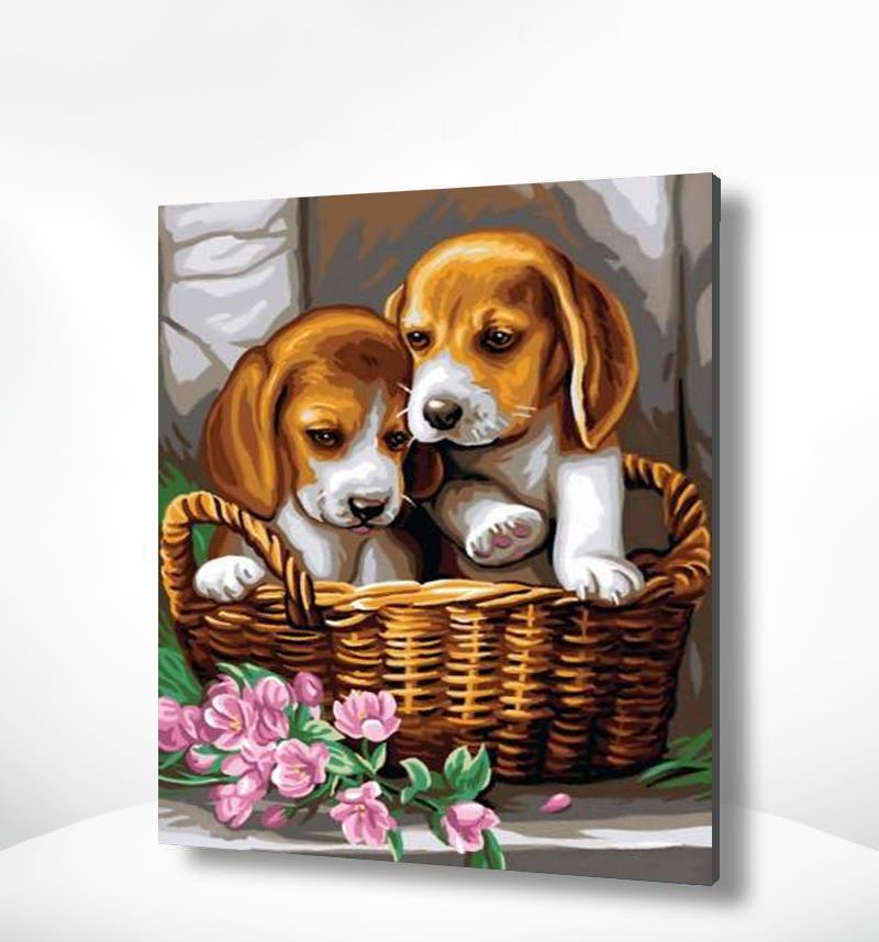 Malen nach Zahlen 2 Welpen