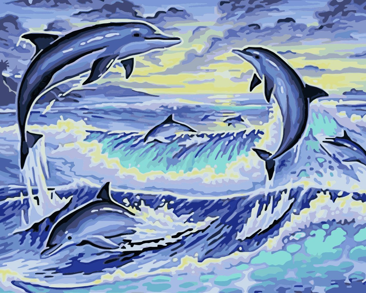 Malen nach Zahlen 6 Delfine