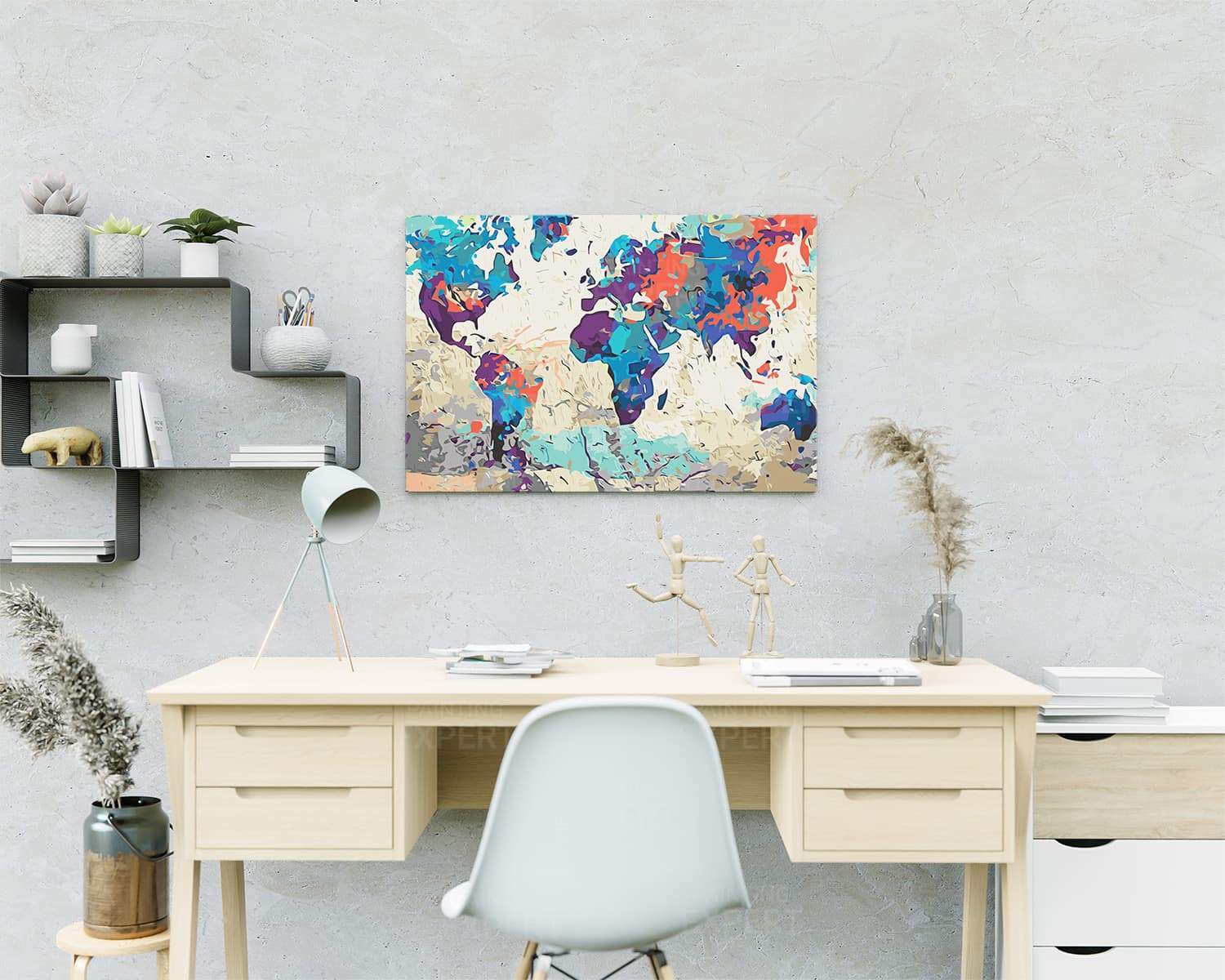 Malen nach Zahlen Blaue Weltkarte