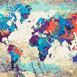 Malen nach Zahlen Blaue Weltkarte