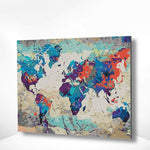 Malen nach Zahlen Blaue Weltkarte