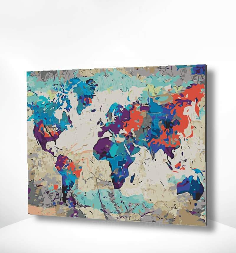 Malen nach Zahlen Blaue Weltkarte