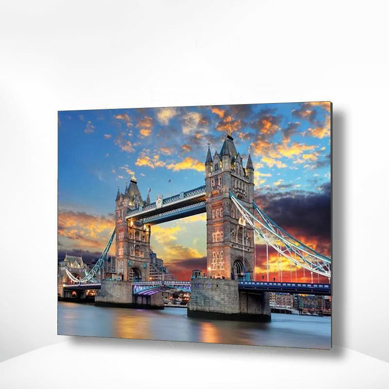 Malen nach Zahlen Bridge of London mit Sonnenuntergang