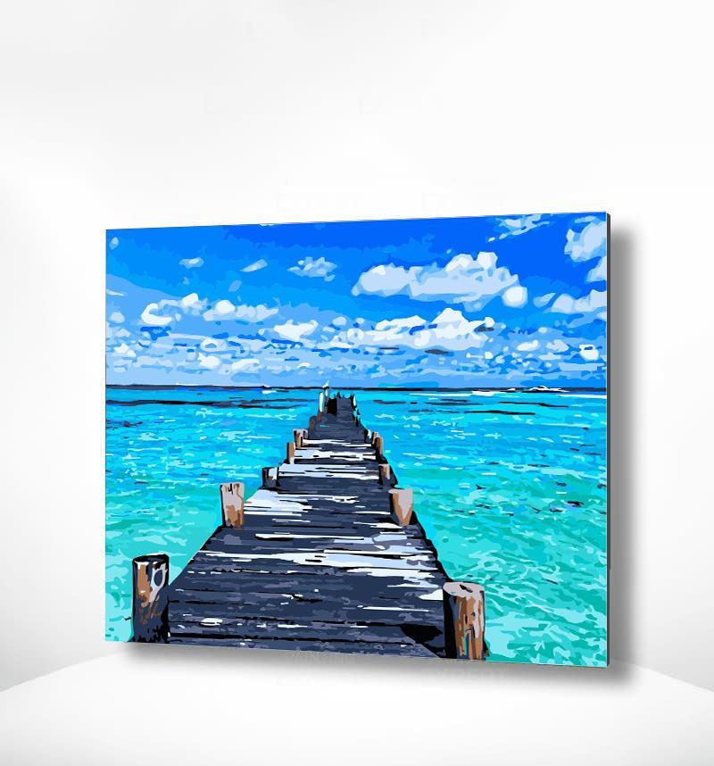 Malen nach Zahlen Brücke am Meer