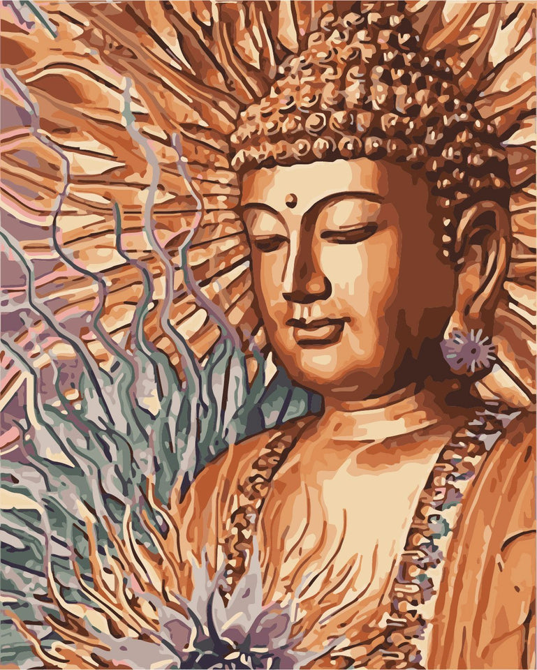 Malen nach Zahlen Buddha Braun