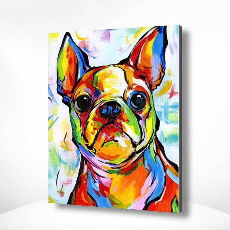 Malen nach Zahlen Bulldog Fröhliche Farben
