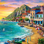 Malen nach Zahlen Bunte Häuser am Meer