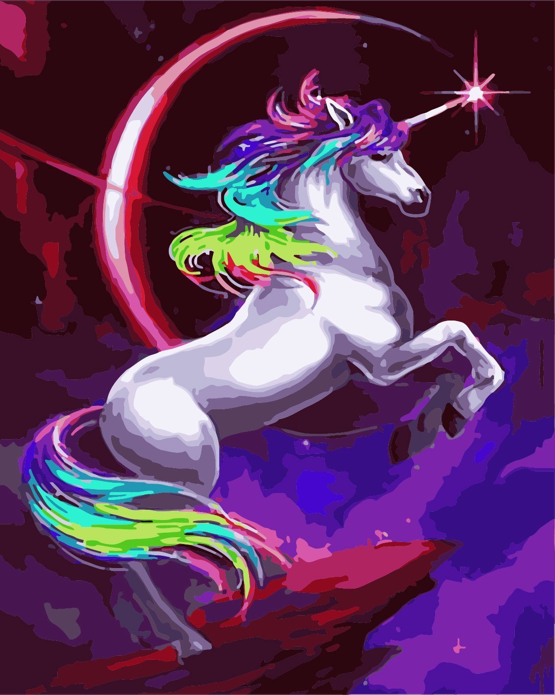 Malen nach Zahlen Buntes Einhorn