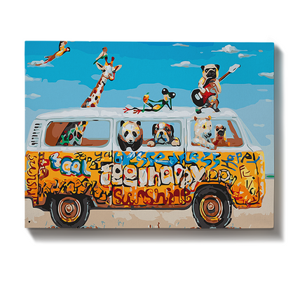 Malen nach Zahlen Bus mit Tieren