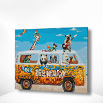 Malen nach Zahlen Bus mit Tieren