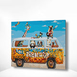 Malen nach Zahlen Bus mit Tieren