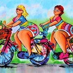 Malen nach Zahlen Dicke Damen mit Fahrrad