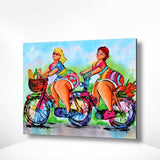 Malen nach Zahlen Dicke Damen mit Fahrrad