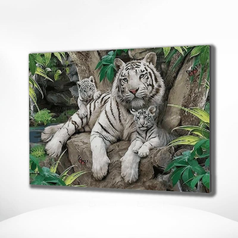 Malen nach Zahlen Drei Tiger im Wald