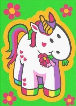 Malen nach Zahlen Einhorn mit roten Blumen