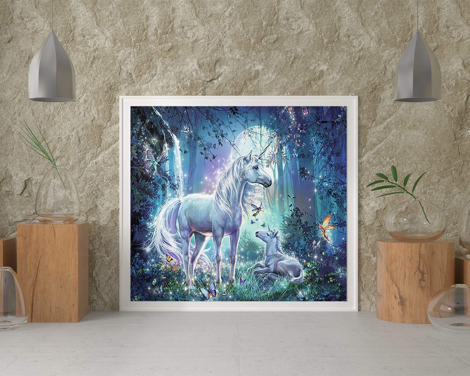 Malen nach Zahlen Einhörner im Wald