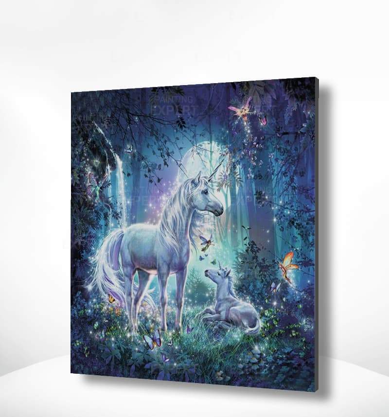 Malen nach Zahlen Einhörner im Wald