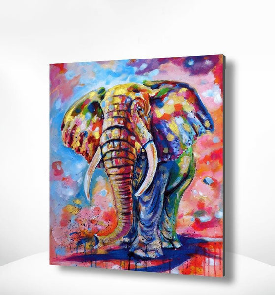Malen Nach Zahlen Set 'Colorful Elefant' – 16x20 Zoll Leinwand Für Erwachsene & Kinder