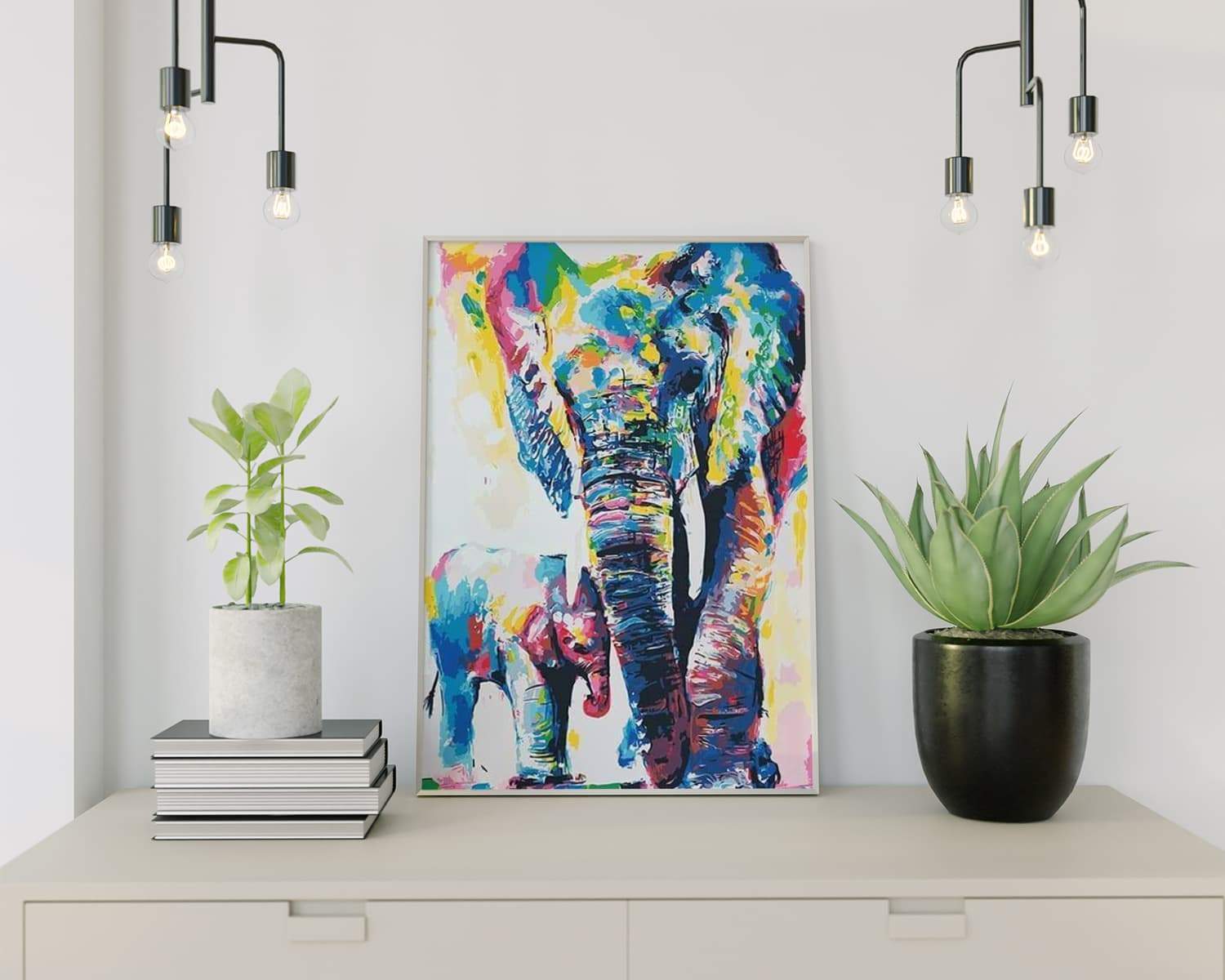 Malen nach Zahlen Elefant und Baby