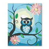 Malen nach Zahlen Eule mit Blumen