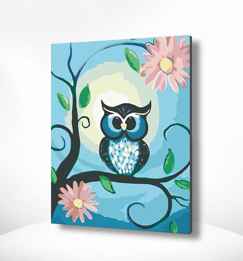 Malen nach Zahlen Eule mit Blumen